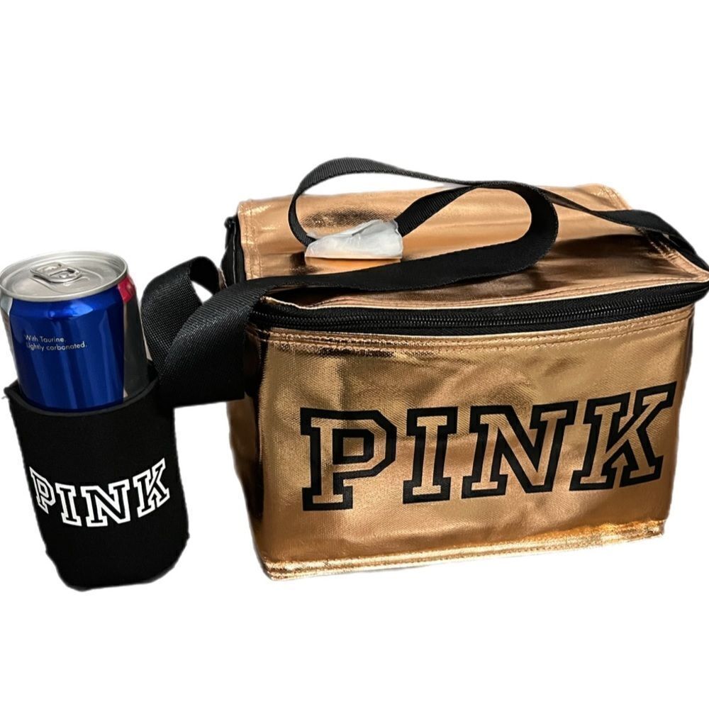 Victoria’s Secret Pink Lunch Bag Cooler Beach bag & Can Coozie Rose Gold